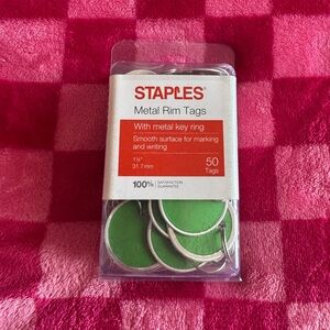 NWT Staples Multi Color Metal Rim Tags with Key Ring